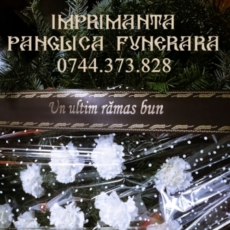 Imprimanta personalizare panglici jerbe funerare, coroane florale