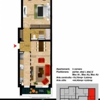 Vand apartament 2 camere 70mp utili bloc nou Rahova-Magurele